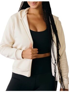 Free Label Aubrey Zip Hoodie cream XL 100% cotton fleece organic pockets hoody